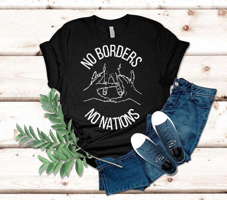 No Borders No Nations Anti-fascist Hands Shirt