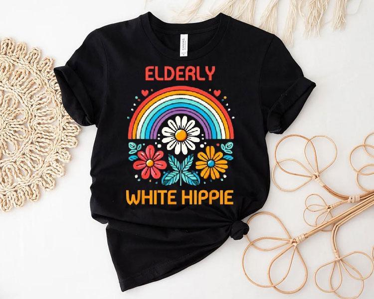 Elderly White Hippie Rainbow Shirt