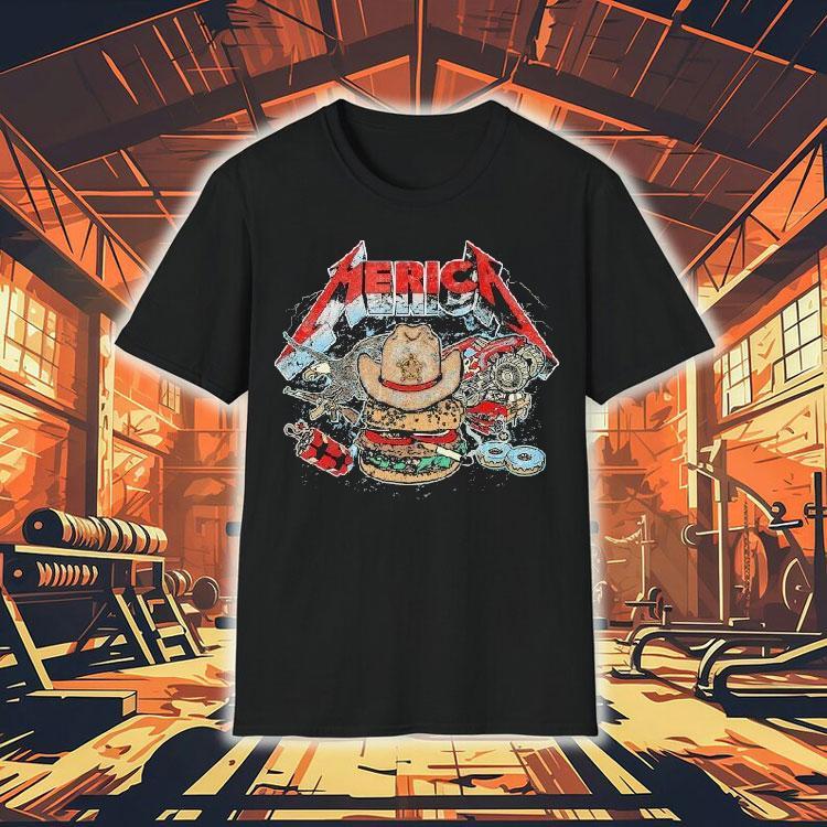 Merica Rock Metal Hamburger Cigarettes Shirt