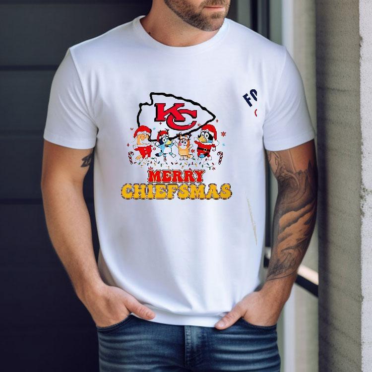 Merry Chiefsmas Kansas City Chiefs Christmas Bluey Cartoon Shirt