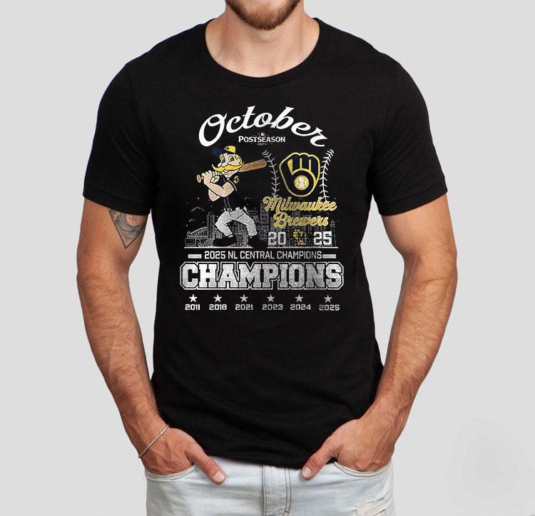 Milwaukee Brewers 2025 October Nl Central Champions Postseason Name Roster Mascot Shirt