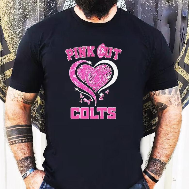 Pink Out Indianapolis Colts Football Heart Awareness Shirt