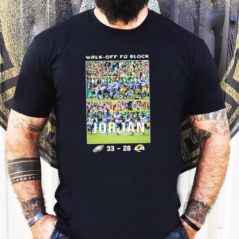 Walk-off Fg Block Jordan Philadelphia Eagles Vs Los Angeles Rams 33-26 Football Shirt