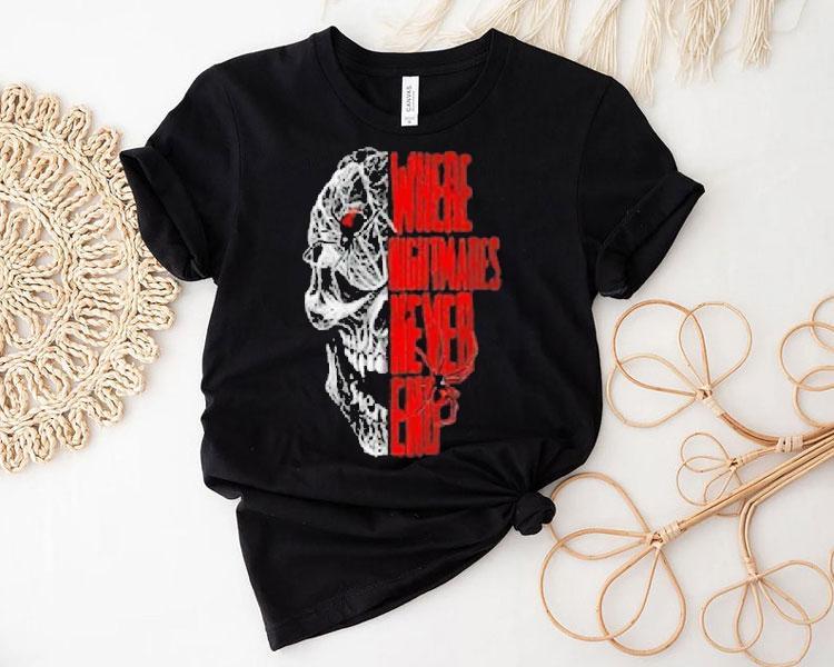 Where Nightmares Never End Knott's Scary Farm Spider Skull Shirt