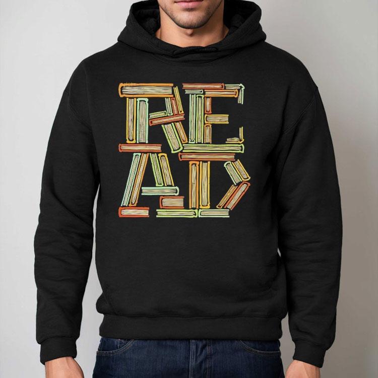 A Stack Of Books Creating The Word Read Shirt
