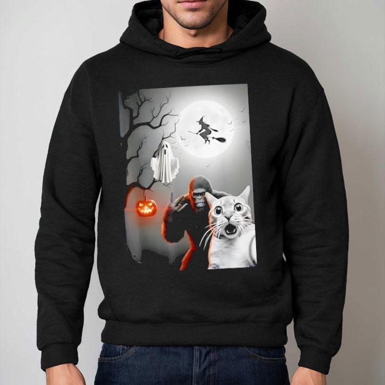 Funny Halloween Spooky Cat Ghost Bigfoot Costume Shirt