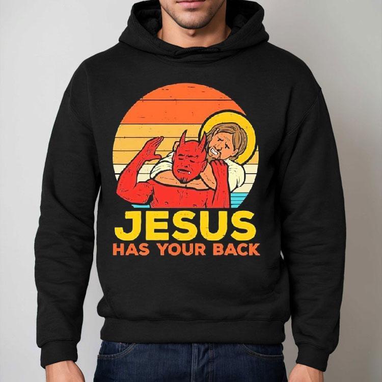 Jesus Has Your Back Santa Devil Vintage Graphic Shirt