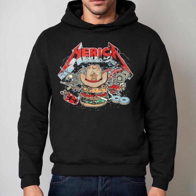 Merica Rock Metal Hamburger Cigarettes Shirt