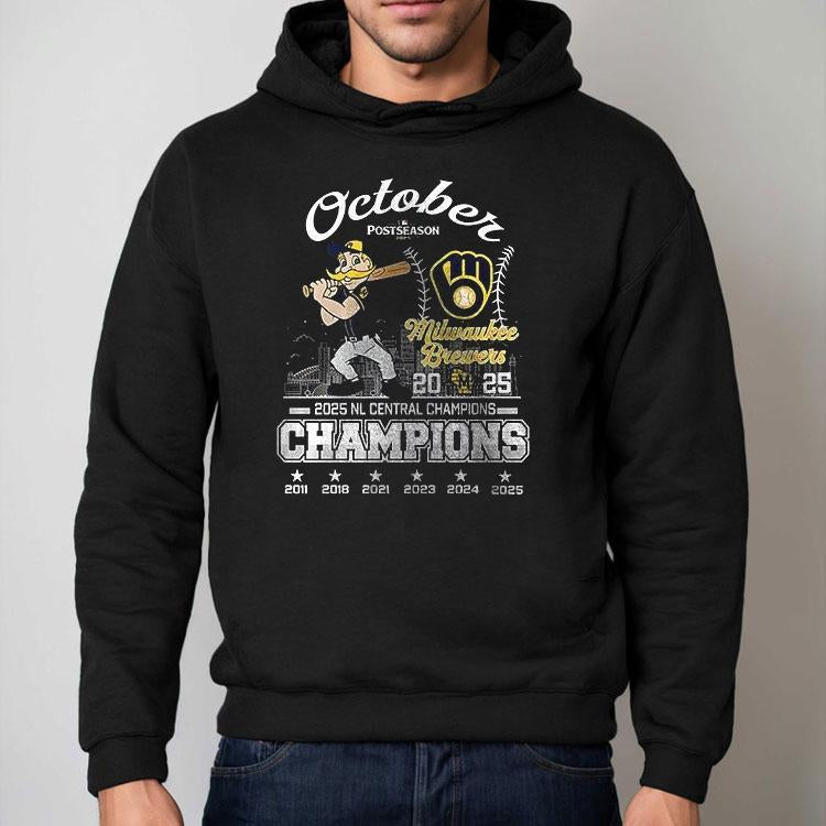 Milwaukee Brewers 2025 October Nl Central Champions Postseason Name Roster Mascot Shirt