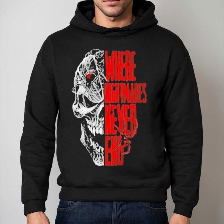 Where Nightmares Never End Knott's Scary Farm Spider Skull Shirt
