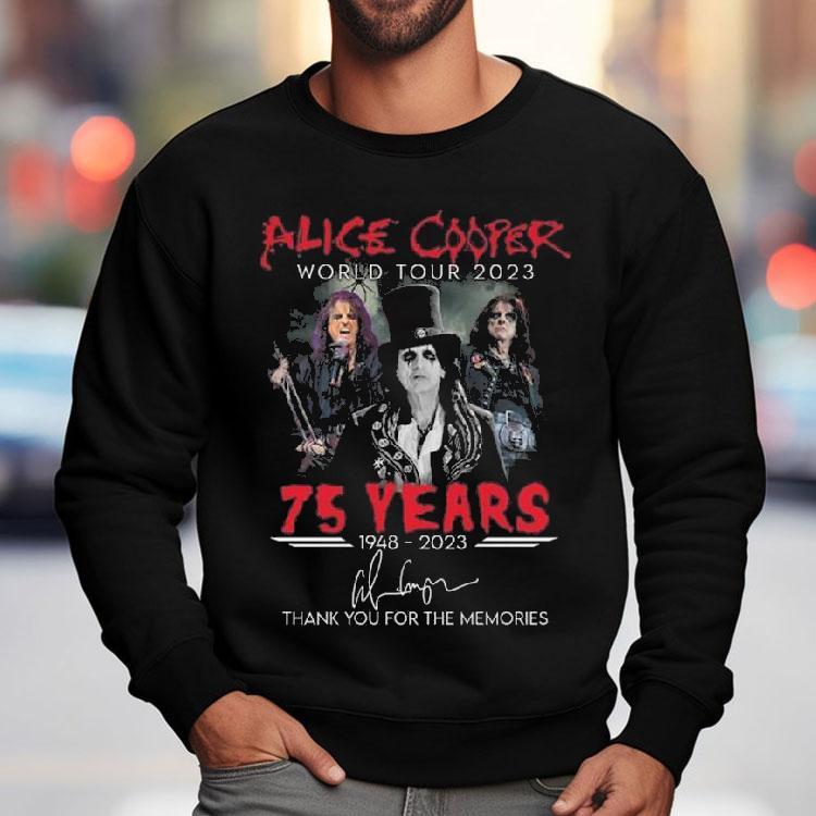 Alice Cooper World Tour 2023 75 Years 1948-2023 Thank You For The Memories Signature Shirt