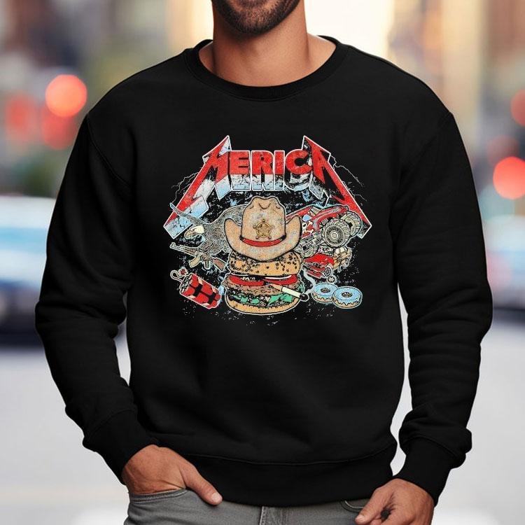 Merica Rock Metal Hamburger Cigarettes Shirt