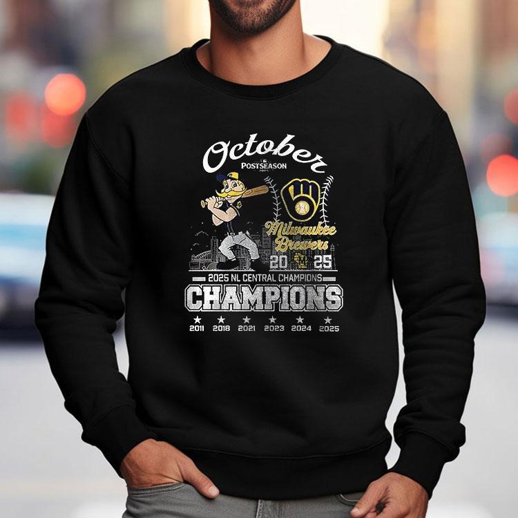 Milwaukee Brewers 2025 October Nl Central Champions Postseason Name Roster Mascot Shirt