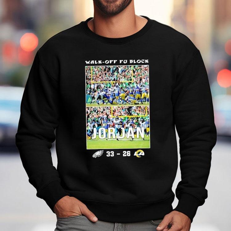 Walk-off Fg Block Jordan Philadelphia Eagles Vs Los Angeles Rams 33-26 Football Shirt