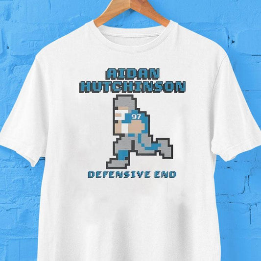 Aidan Hutchinson Defensive End Detroit Lions Football Pixel Shirt