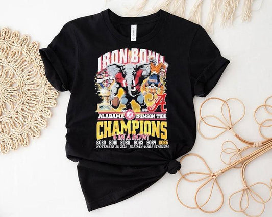Alabama Crimson Win Auburn Tigers Tide 6 In A Row Iron Bowl Champions 2025 Mascot Shirt