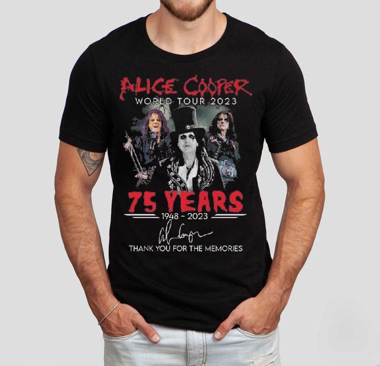 Alice Cooper World Tour 2023 75 Years 1948-2023 Thank You For The Memories Signature Shirt