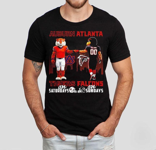 Auburn Tigers On Saturdays X Atlanta Falcons On Sundays Mascot Shirt