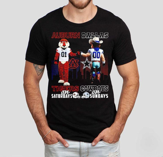 Auburn Tigers On Saturdays X Dallas Cowboys On Sundays Mascot Shirt