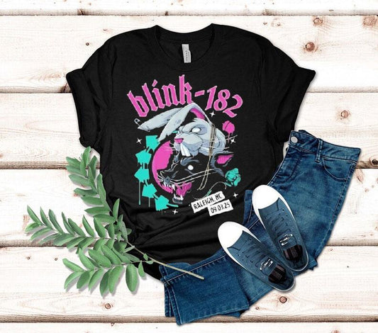 Blink 182 Missionary Impossible Tour 2025 Raleigh North Carolina Venue At Coastal Credit Union Music Park At Walnut Creek On September 3 Bunny Shirt