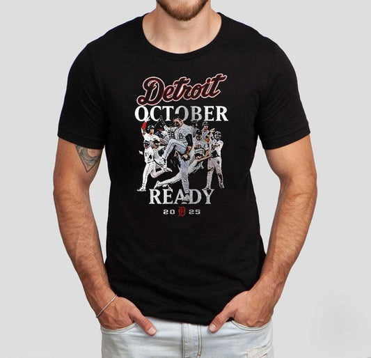 Detroit Tigers October Ready 2025 Name Roster Team Graphic Shirt