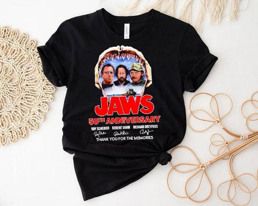 Jaws 50th Anniversary Roy Scheider Robert Shaw Richard Dreyfuss Thank You For The Memories Signatures Shirt
