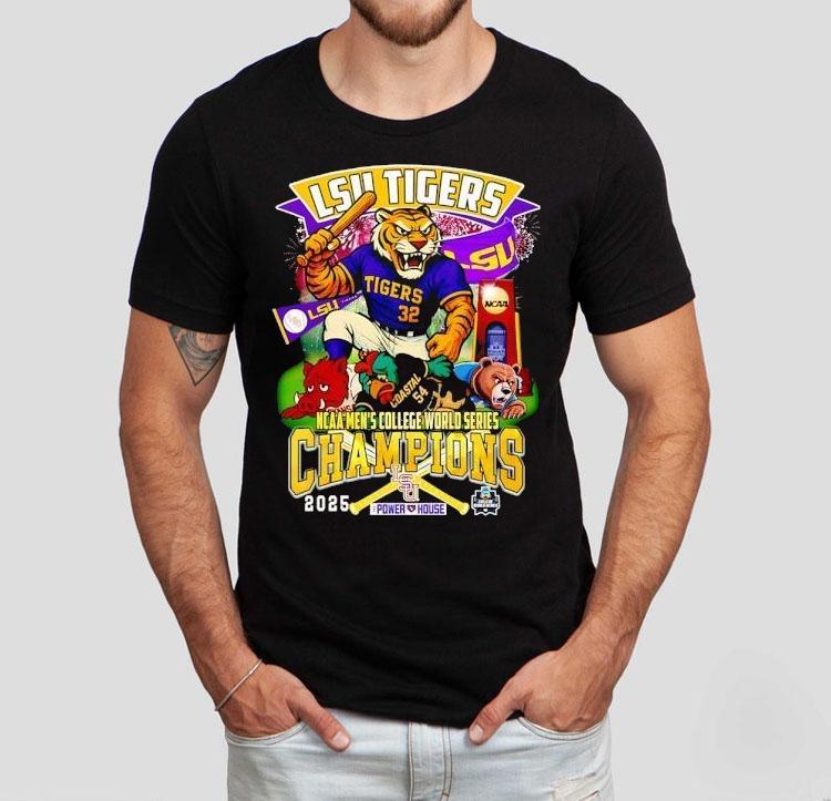 Lsu Tigers Mascot Ncaa Men's College World Series Champions 2025 Shirt