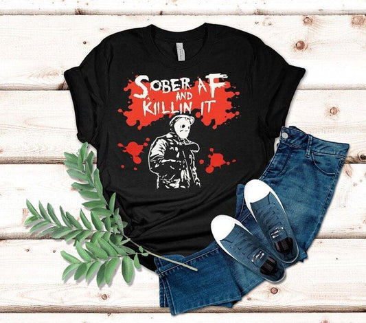 Michael Myers Sober Af And Killin It Halloween Shirt