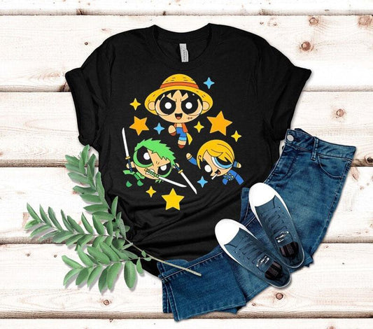Monkey D Luffy Roronoa Zoro And Sanji From One Piece Style Of The Powerpuff Girls Shirt