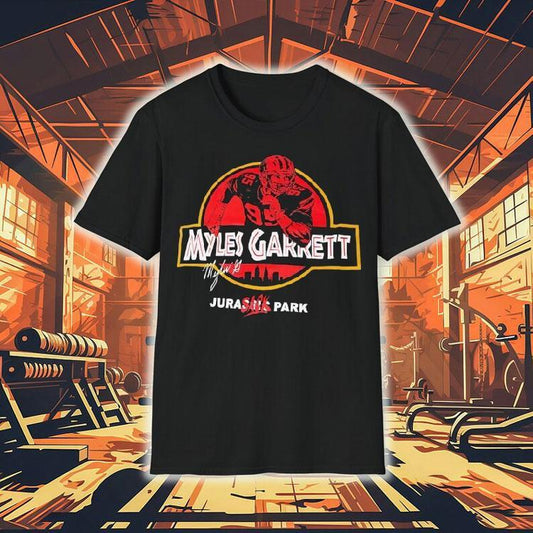 Myles Garrett Cleveland Browns Signature Jurasack Park Style Jurassic Park Logo Shirt