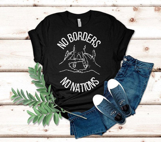 No Borders No Nations Anti-fascist Hands Shirt