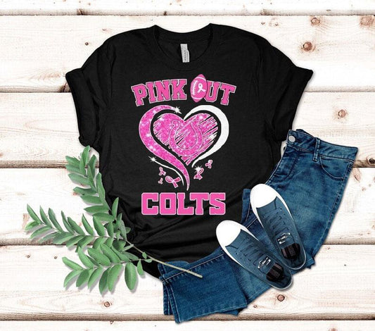 Pink Out Indianapolis Colts Football Heart Awareness Shirt