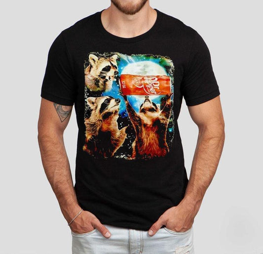 Raccoon With Dr Pepper Under Moon Shirt