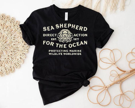 Sea Shepherd For The Ocean Protecting Marine Wildlife Worldwide Direct Action Poseidon Est 1977 Shirt