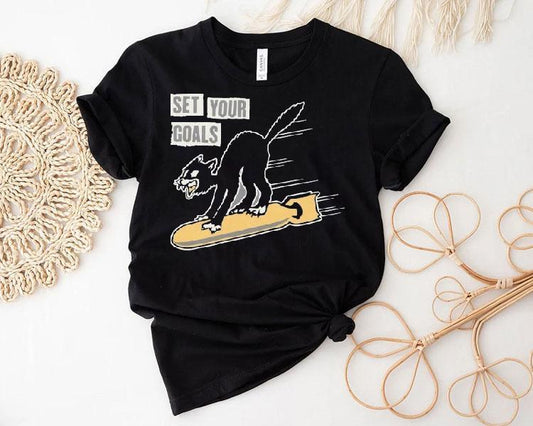 Set Your Goals Bomber Cat Shirt