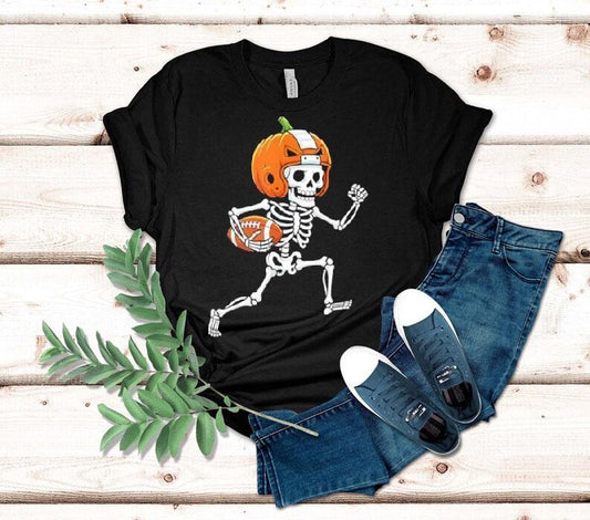 Skeleton American Football Player Spooky Sports Shirt