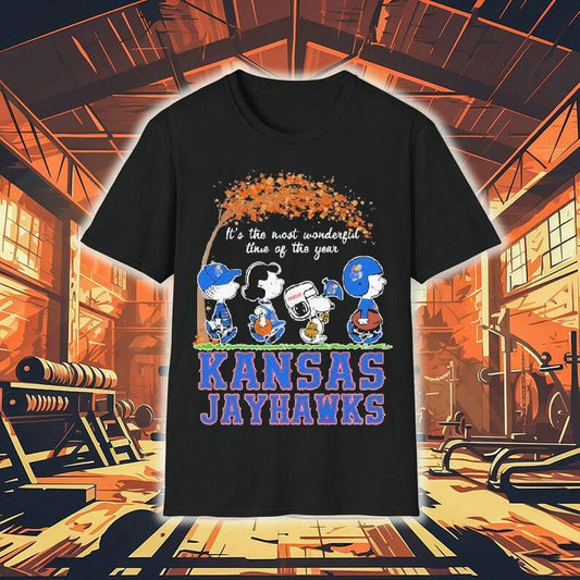 Snoopy The Peanuts Kansas Jayhawks It's The Most Wonderful Time Of The Year Shirt