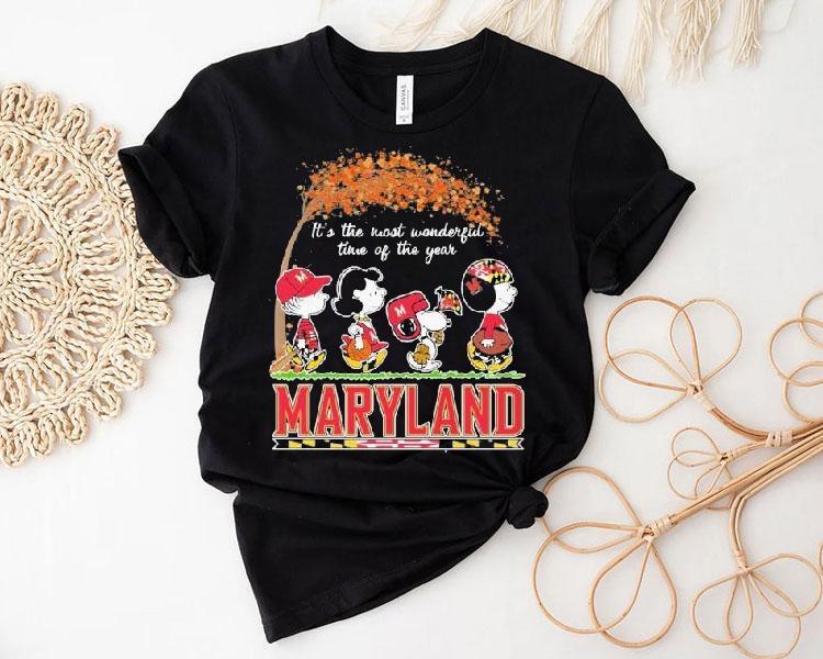 Snoopy The Peanuts Maryland Terrapins It's The Most Wonderful Time Of The Year Shirt