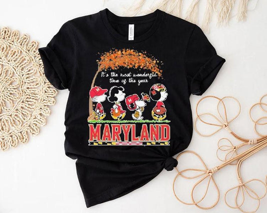 Snoopy The Peanuts Maryland Terrapins It's The Most Wonderful Time Of The Year Shirt