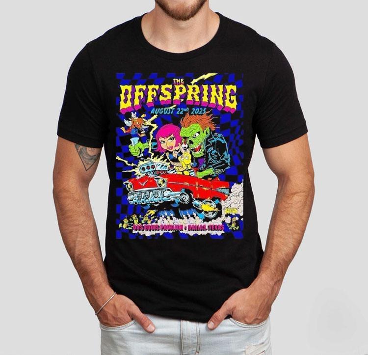 The Offspring Concert Dos Equis Pavilion, Dallas, Texas Tour Aug 22, 2025 Tour Shirt