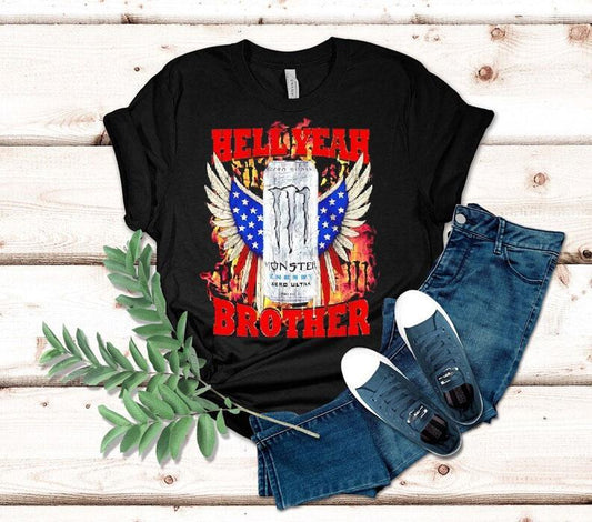 Zero Sugar White Monster Hell Yeah Brother Eagles Wings America Shirt