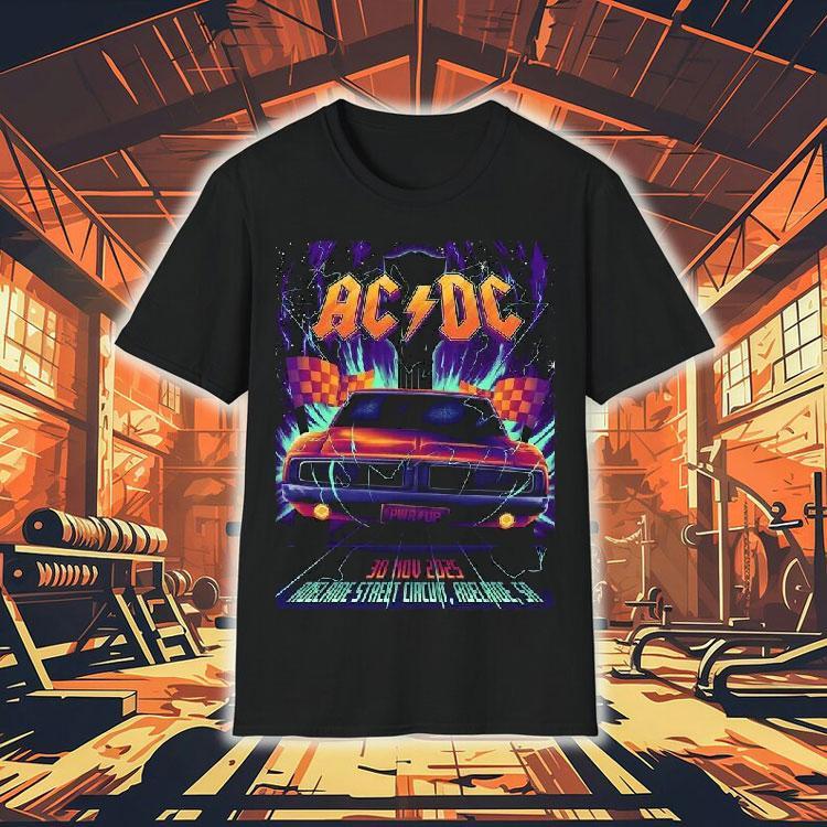 Acdc Adelaide Pwr Up Tour 2025 In South Australia At Adelaide Street Circuit On 30 November 2025 The Dodge Charger Shirt