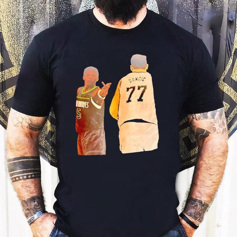 Anthony Edwards Raises His Hand To Luka Doncic Shirt