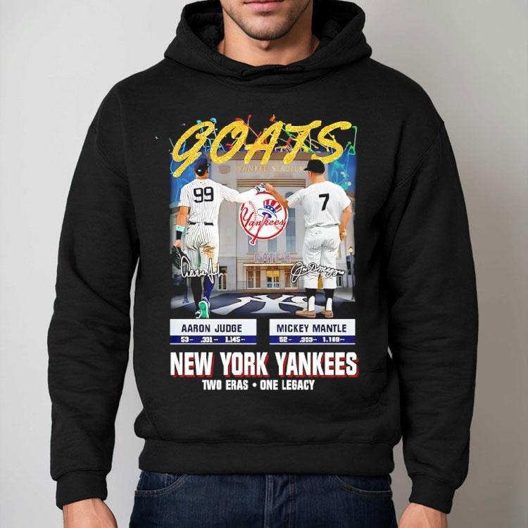 Aaron Judge X Mickey Mantle New York Yankees Goats Two Eras One Legacy Signatures Shirt