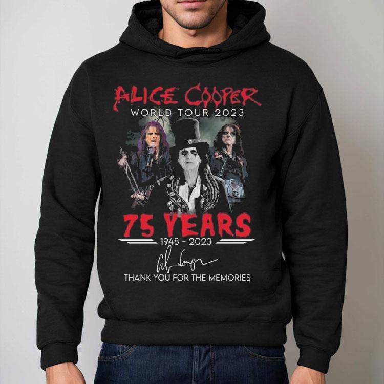 Alice Cooper World Tour 2023 75 Years 1948-2023 Thank You For The Memories Signature Shirt
