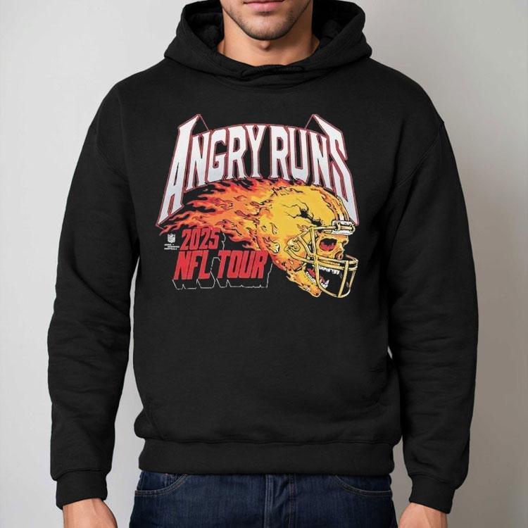 Angry Runs 2025 Nfl Tour Helmet Skull Flames Shirt