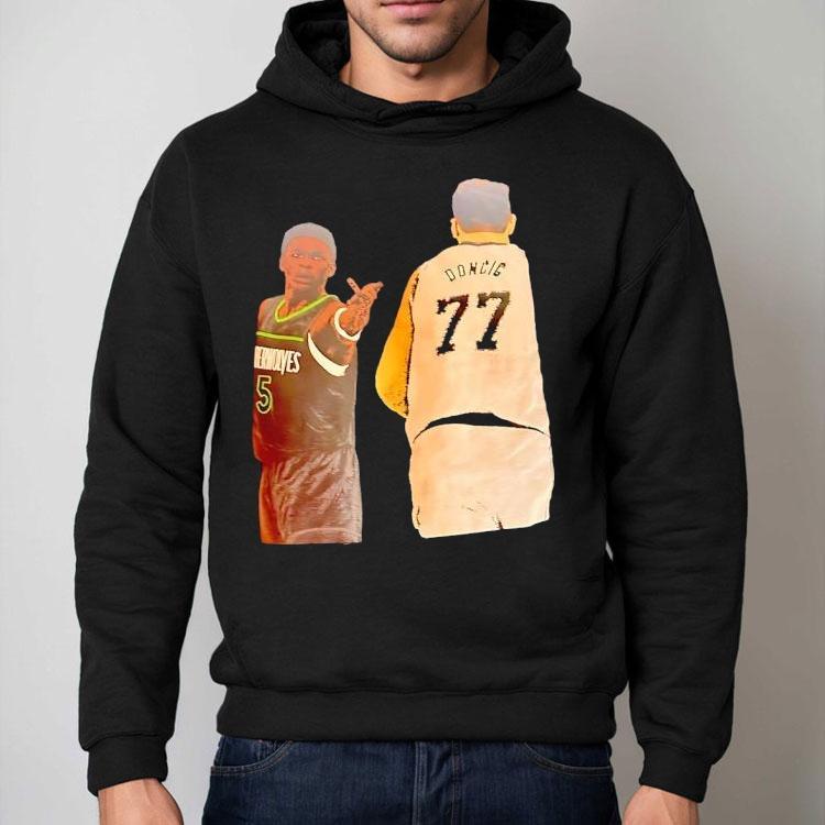 Anthony Edwards Raises His Hand To Luka Doncic Shirt