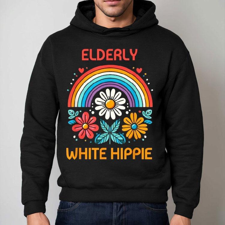 Elderly White Hippie Rainbow Shirt