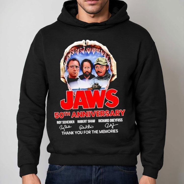 Jaws 50th Anniversary Roy Scheider Robert Shaw Richard Dreyfuss Thank You For The Memories Signatures Shirt