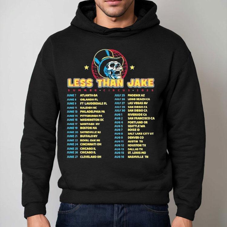 Less Than Jake Summer Circus 2025 Tour Dates Skull Globe Shirt